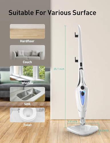 Image of Aspiron 12-in-1 Steam Mop, Fast 15-Sec Heat-Up, 1500W Detachable Handheld Steam Cleaner with 2 Dirt Grip Pads, Removes 99.99% Stubborn Stains for Hardwood Floors, Windows, Tiles, Furniture, Black