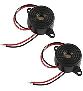 UKCOCO 2 Stück DC 3 – 24 V 85 dB Piezo-Elektro-Alarm, inkl. Kabel