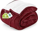Utopia Bedding Manta Sherpa - Manta Reversible de Felpa cálida y Gruesa de 480 gsm para Cama, Rojo]