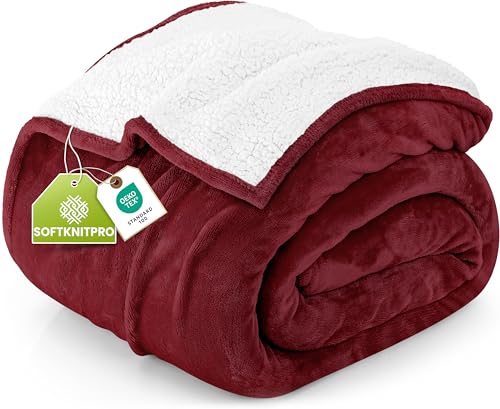 Utopia Bedding Sherpa Blanket Twin Size (Red, 90x66 Inches) - Soft Lightweight Plush Fleece Reversible Blanket for Bed, Sofa, Couch, Camping and Travel