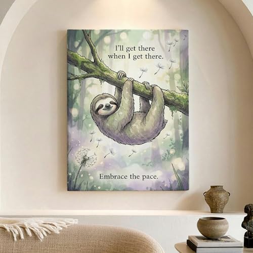Arte de pared de perezoso ideal para relajar el ambiente de tu dormitorio u oficina de 12x16