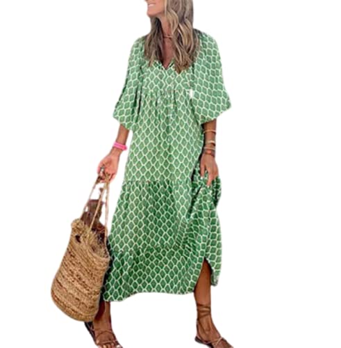 Oubaiyi Vestidos de Playa Estampado Floral Vestido Verano Mujer Vestidos Casuales Mujer Vestido Largo de Playa Estampado de Flores Verano C,S Cover