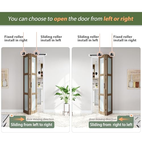 Image of FREDBECK Frosted Glass Bifold Barn Doors 36X96(Double 18x96),Bifod Door