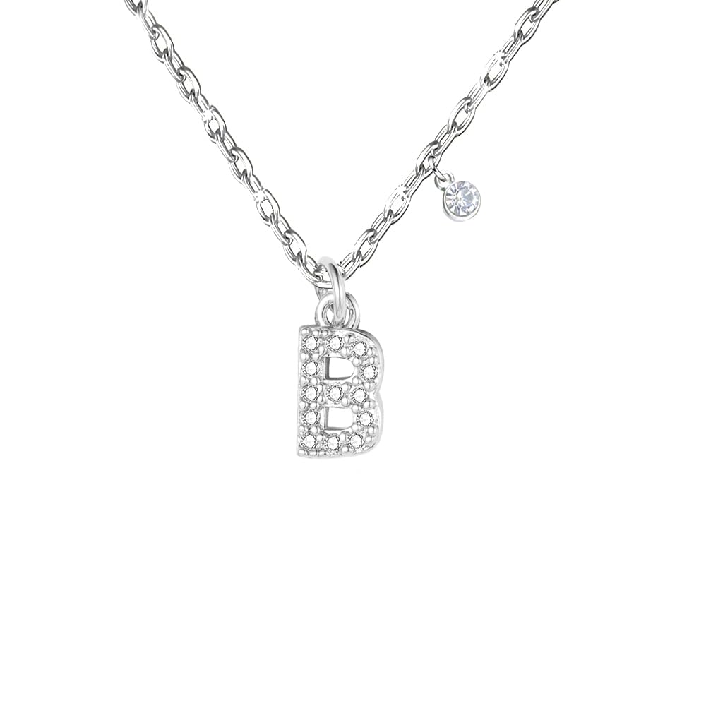 Collana Iniziale Donna Con Ciondolo Lettera In Argento E Zirconi - Regalo Personalizzato - Foto 10