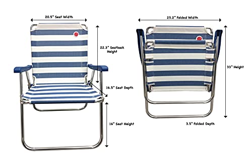 Omnicore Designs New Standard Folding Camp/Lawn Chair (2 Pack) - Blue/White #TOP2