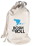  Longboard - Born To Roll, Skateboard bedruckter Seesack Umhängetasche Schultertasche Beutel Bag, Größe: onesize,natur