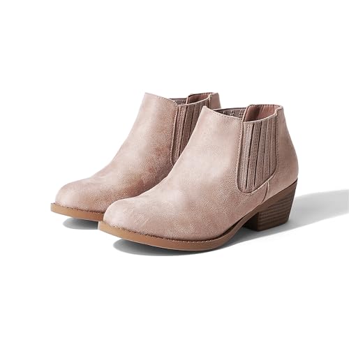 J. Adams Arlo Booties for Women - Round Toe Low Block Heel Slip On Ankle Boots3