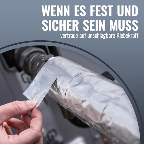 POPPSTAR Aluminium-Klebeband hitzebeständig (50m x 72mm) Aluklebeband für Dämmung & als Dampfsperre für Spülmaschine, Arbeitsplatte, Dachrinne
