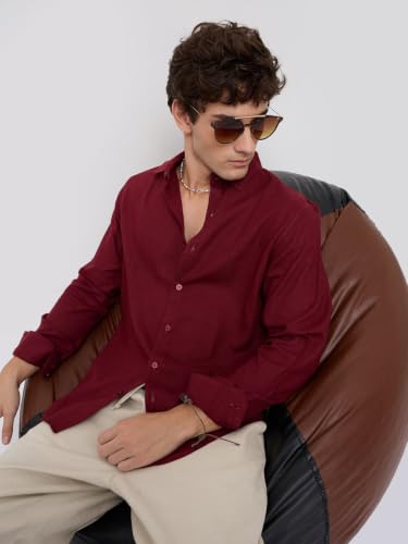Image of VASTRADO Elegant Maroon Everyday Shirt