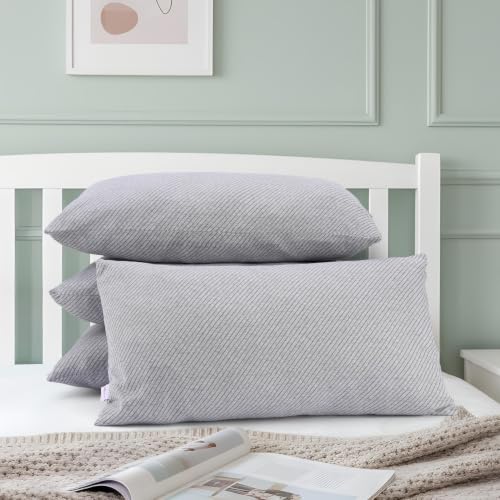 Image of Wakefit Large Size Sleeping Pillow | Height Adjustable | Soft & Fluffy Comfort | Light Grey | 36 x 20 Inch | Set of 4 |Free Extra Fiber for Custom Comfort