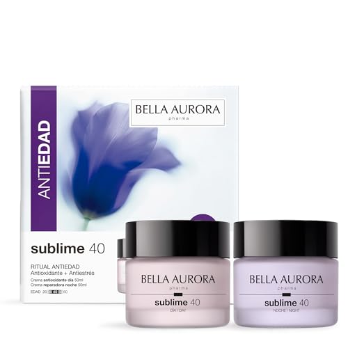 Bella Aurora Pack Sublime 40 Ritual Antiedad Día y Noche | Antioxidante y Antiestrés | Previene envejecimiento prematuro y aporta luminosidad | Crema Día SPF 20 + Noche regalo | 2x50 ml