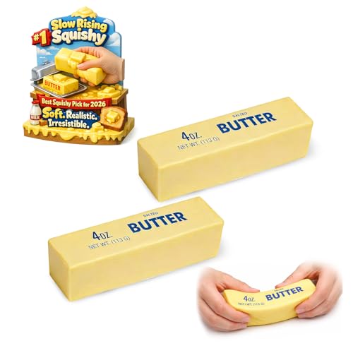 Slow Rising Butter Squishy Bread Fidget Toys Food Shaped Squeeze Balls for Stress Relief Crunchy Sticky Swuishy Big Bun Cute Hard Satisfying for Kids Teen Girls Sunny Days