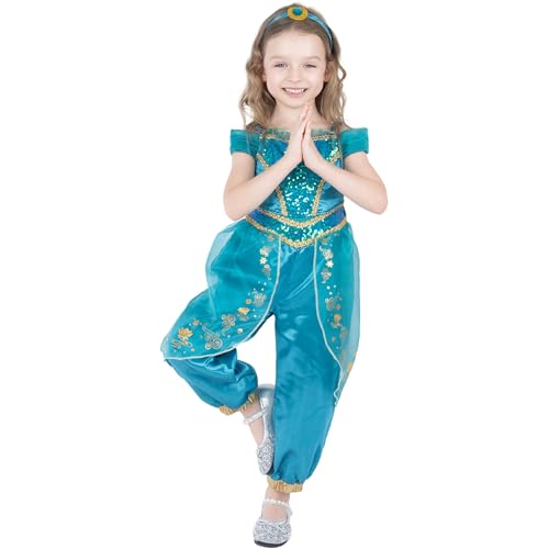 Sincere Party Girl's Jasmine Costume with Headband and Bracelet 5-6 years, 5-6 Years/110-116 - Image 2