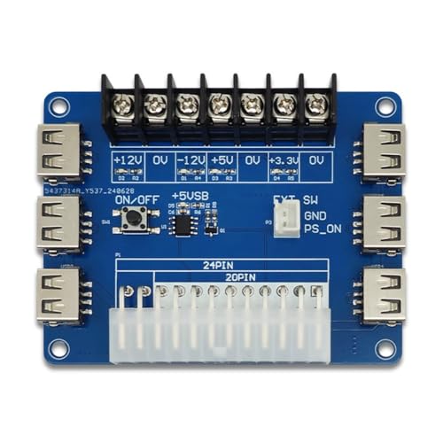 Bosiyrggrl Placa Adaptadora de Corriente ATX de 20 y 24, Placa de Captación de Energía, Módulo de Alimentación, Carga USB, Fuente de Alimentación para Chasis de Escritorio, 5 V