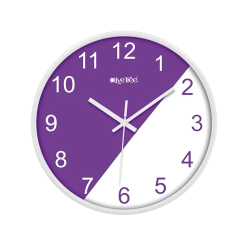 Image of Olive Tree Wall Clock 12 inch Decorative Plastic Wall Clock TIK-Tok Movement Classic Clock Battery Operated Round Easy to Read for Room /Home /Kitchen /Bedroom /Office /School - 9152