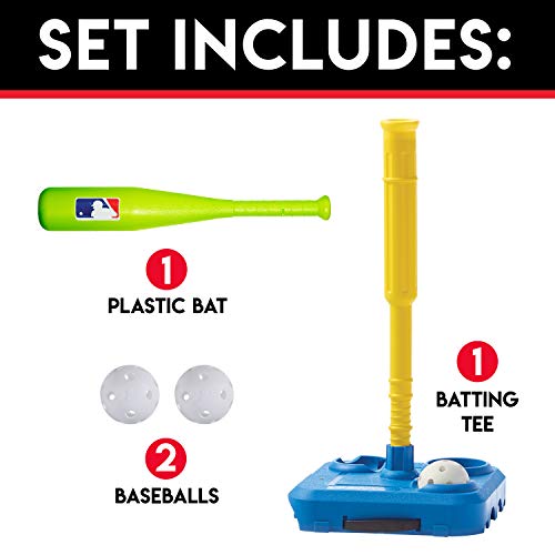 Franklin Sports Mlb Kids Baseball Batting Tee Set - Jumbo Plastic Bat, Ball - Adjustable + Portable Tee For Youth + Toddlers - Fold Away Tee #TOP1
