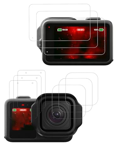 FJIASTB GoPro Mission 1�p�X�N���[���v���e�N�^�[ �t�����g�X�N���[�����C���X�N���[���ƃ����Y�t�B���� [3�C��1] 9H�����K���X ���h�~ �w��h�~ HD�N���A 3���p�b�N