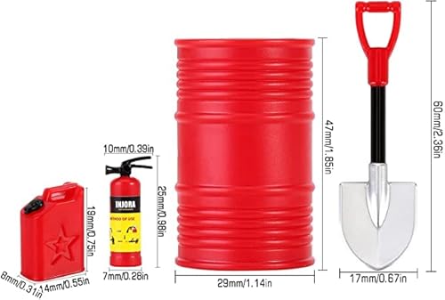 Zczqc Rc 1/24 Crawler Car Decoration Fuel Tank Drum Shovel Set (1 X Fire Extinguisher, 1 X Fuel Tank, 1 X Shovel, 1 X Oil Drum) #TOP5