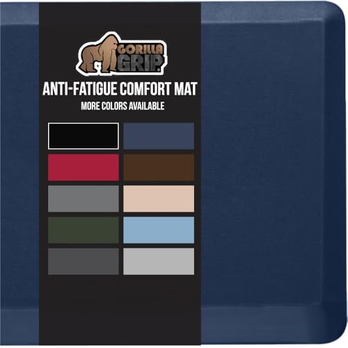 GORILLA GRIP Cushioned Anti Fatigue Mats for Kitchen Floor, Ergonomic Standing Office Desk Mat, Waterproof Scratch Resistant Pebbled Top, Supportive Comfort Padded Foam Rugs, 20x32, 3/4" Thick, Navy GORILLA GRIP Cushioned Anti Fatigue Mats for Kitchen Floor, Ergonomic Standing Office Desk Mat, Waterproof Scratch Resistant Pebbled Top, Supportive Comfort Padded Foam Rugs, 20x32, 3/4" Thick, Navy