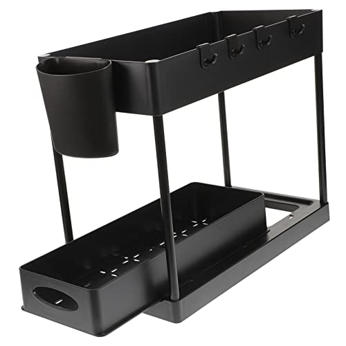 Alipis under Sink Organizer Rolling Drawer Storage Rack Kitchen Spice Container Storage Shelves Easy to Clean