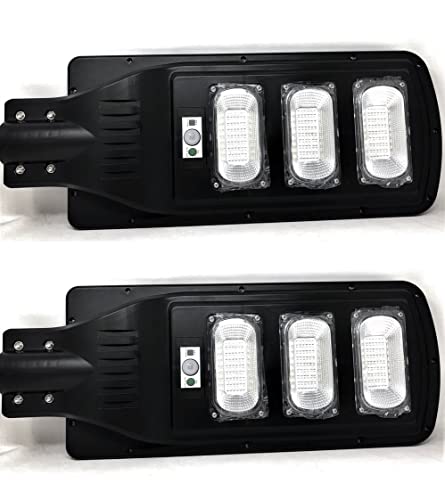 Lampadaire LED 90W solaire puissant avec télécommande et capteur lot de 2