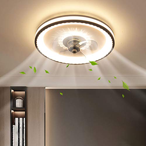 OMGPFR Reversibile Ventilatore Da Soffitto Con Luce E Telecomando Silenzioso 6 Velocita Camera LED Lampada Ventilatore Soffitto Soggiorno Moderno 24W Dimmerabile Plafoniera Con Timer, Bianco 50CM - Foto 7