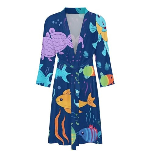 Cartoon Sea Fish-2 print Bathrobe Soft And Comfortable Bathrobe Skin-Friendly And Breathable4