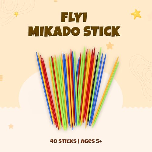 Image of FLYI Mikado Sticks Game for Kids with 41 Colourful Pick-Up Sticks, Fun Multiplayer Indoor Outdoor Board Game Ages 5 Years and Above, Best Return Gift for Kids Birthday Party Activity Play Toy