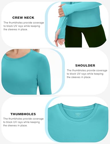 Image of Women's Long Sleeve UPF 50+ UV Sun Protection Shirts Athletic Rash Guard Swim Shirt /Hoodie for Outdoor Diving Hiking