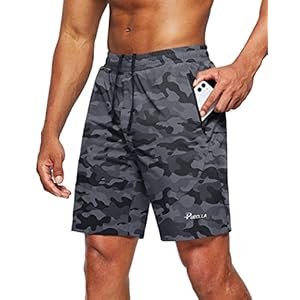 Pudolla Men’s Workout Running Shorts Lightweight Gym Athletic Shorts for Men with Zipper Pockets