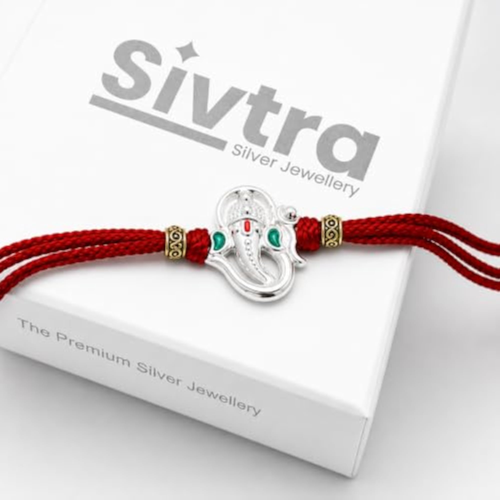 Traditional Minakari 925 Silver Rakhi Bracelet for Brother