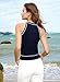 MIHOLL Halter Tops for Women Crop Striped Tank Top Sleeveless Knit Old Money Contrast Trim Tank Tops Shirt(Navy Blue,Small)
