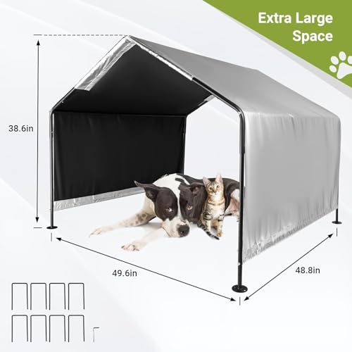 Toriexon Dog Shade for Outside, 4\'x4\'x3\' Large Outdoor Dog Tent, Waterproof All-Season Pet Canopy Shelter with Ground Nails for Dogs, Cats, Small Animals and Livestock