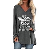 Damen Trenchcoat Sweatshirt Damen Oversized Vintage Langarm-Pullover Mit V-Ausschnitt Langarm Revers Langarmshirt Damen Locker Blusentops Damen äRmellos Soliver Gray S
