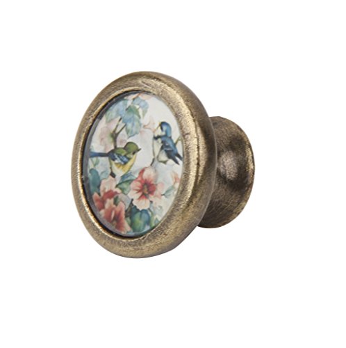 LOVIVER 10 Packs Bird Flower Pattern Door Knobs and Pulls for Kitchen Cupboard and Drawer, Antique Brass, 10packs - Image 4