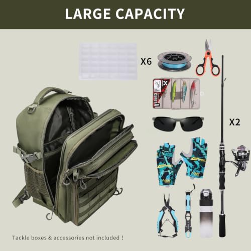 Image of Fishing Backpack with Rod Holder, Fishing Tackle Bag