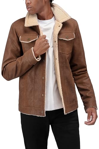 Image of X-Ray Men's Slim Fit Faux-Leather Moto Jacket with Removable Hood