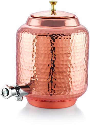 GLEAN COPPER Joint-Less Water Dispenser Pot Pattern Hand Hammered Beautiful Drinkware Utensils12LTR.