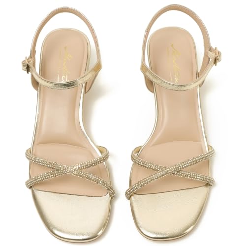 Image of Mostrin Strappy Heels for Women Ankle Strap Heels Women's Heeled Sandals for Party Prom Wedding