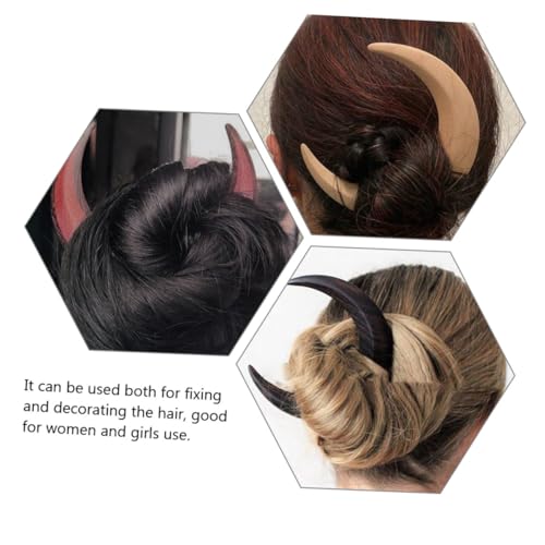 Épingles à cheveux en bois forme lune façonnées main pour chignon élégant - 5