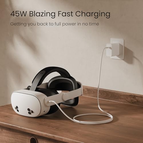 KIWI design 45W USB-C Super Fast Charger Compatible with Oculus/Meta Quest 3S/Quest 3/Quest 2/Pro/Pico 4, VR Adapter with 5FT USB-C Cable Fast Charging for Phones and Tablets - Thumbnail 2