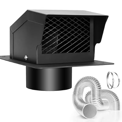 LTSEAME 4 Inch Roof Vent Kit, Removable Roof Vent, Bathroom Exhaust Roof Vent for Dryer, 4 Inch Galvanized Steel with Damper,5FT Aluminum Ducting and Duct Clamps (4IN)