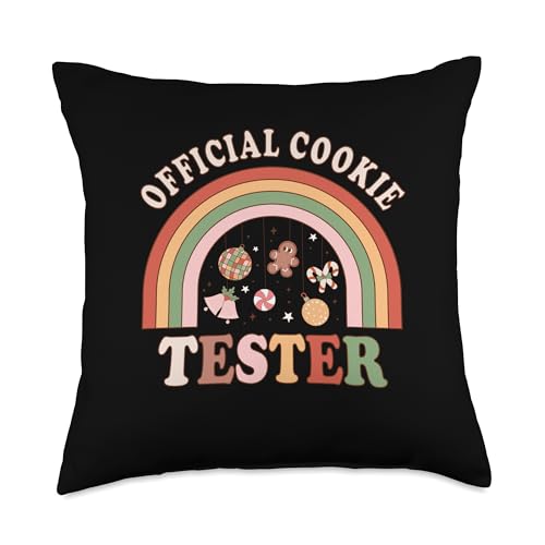 Cookie Tester Baker Christmas Family Xmas Motif Official Cookie Tester Rainbow Christmas Couples Matching Throw Pillow, 18x18, Multicolor