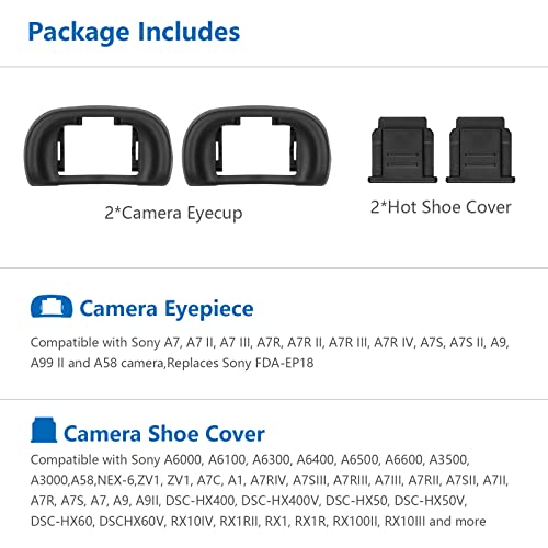 Updated Soft Silicone Camera Eyepiece Eyecup For Sony A7Iii A7Ii A9 A7S A99Ii A58 A7 A7R Iv A7Riii A7Sii, 2Pack Camera Hot Shoe Cover For Sony + 2Pack Camera Eye Cup Replacement For Sony #TOP3