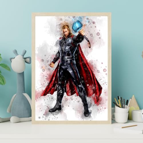 Ma Little Canv - Póster de superhéroes para habitación infantil o niño, diseño de Marvel Spiderman, Hulk, Capitán, Ironman Thor y Batman | Sin marcos, 30 x 40 cm (Thor)