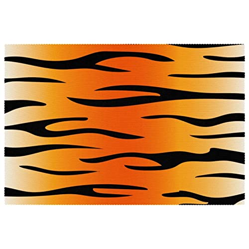 Set de table à rayures tigrées antidérapant et résistant à la chaleur pour repas de fête chic