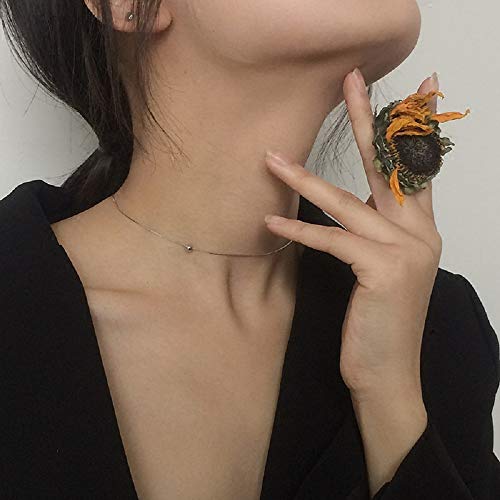 Izpack Minimalist Single Ball Chokers Necklace Sterling Silver Delicate Good Luck Bead Chain Adjustable For Women Girls Nice Gifts (Silver) #TOP4