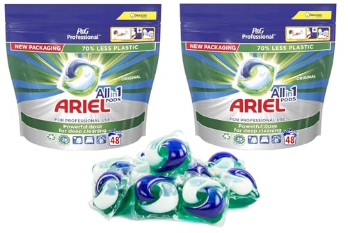 Ariel Pods All in One Detergente Cápsulas Lavadora – 2×48 uds (96 cápsulas) | Limpieza Profunda, Brillo y Frescor | Fácil de Usar | Pack Ahorro