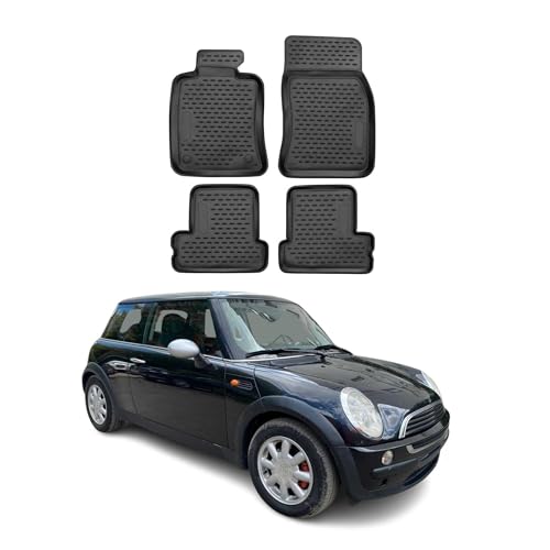 Tapis de Sol Mini Cooper 2001-2013 3 Portes Auto Caoutchouc TPE Noir Accessoire Plancher