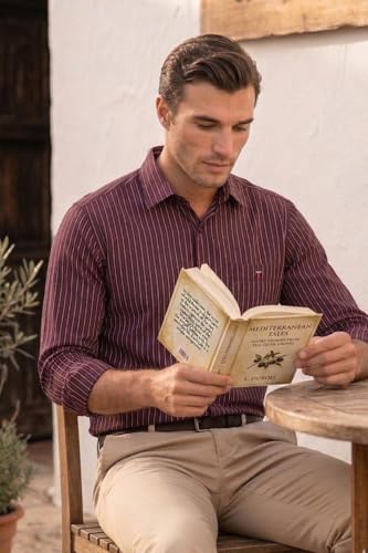 Image of Louis Philippe Men's Slim Fit Signature Oxford Easy Care, Natural Stretch Full Sleeve Stripe Casual Shirt